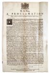 Broadside Issued by King Charles II Calling on His Subjects to Act as Bounty Hunters -- 1678