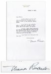 Eleanor Roosevelt Letter Signed From the White House as First Lady
