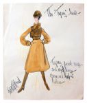 Edith Head Original Costume Sketch Signed -- From Alfred Hitchcocks 1969 Film Topaz