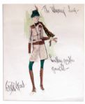 Oscar-Winning Designer Edith Head Original Costume Sketch Signed -- From the 1969 Film Winning Starring Paul Newman & Joanne Woodward