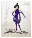 Shirley MacLaine Costume Sketch From the 1964 Film What a Way to Go! -- Drawn & Signed By Costume Designer Extraordinaire Edith Head