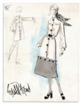Edith Head Signed 9 x 11.5 Costume Sketch