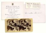 Theodore Roosevelt 1906 Invitation to The White House & His First Ladys Signature -- With a Stereograph Card of the State Dining Room in The White House