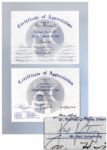 Neil Armstrong Signed Space Certificate