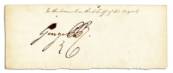 Three Signatures of George IV as Prince Regent, British Prime Minister Robert Peel & George Granville 