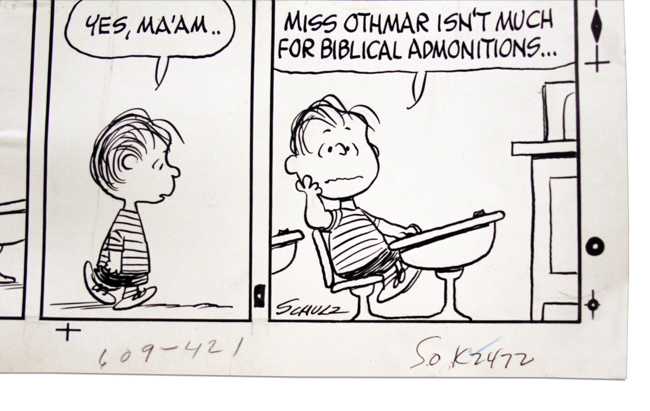 Charles Schulz Hand-Drawn ''Peanuts'' Sunday Strip Feat...