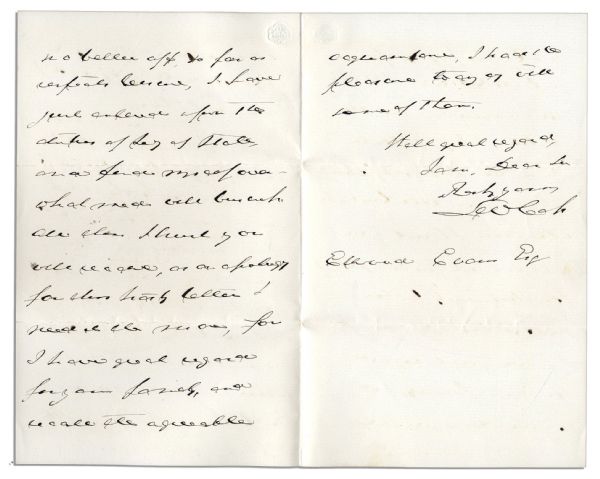 1848 Presidential Candidate Lewis Cass Autograph Letter Signed From 1847