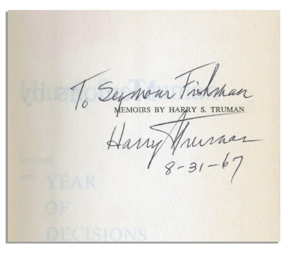 Harry Truman Signed Two Volume Set of ''Memoirs'' -- Both Volumes Signed