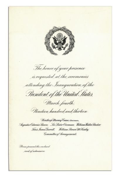 Woodrow Wilson 1913 Inauguration Invitation & Program 
