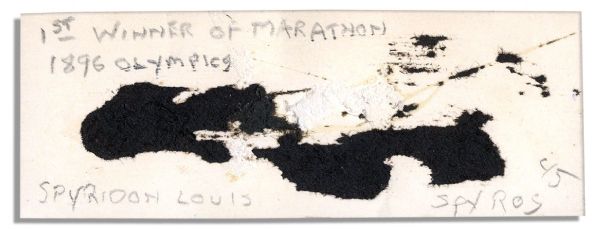 Spyros Louis' Signature -- The First Winner at the First Modern Olympics in 1896 -- Rare