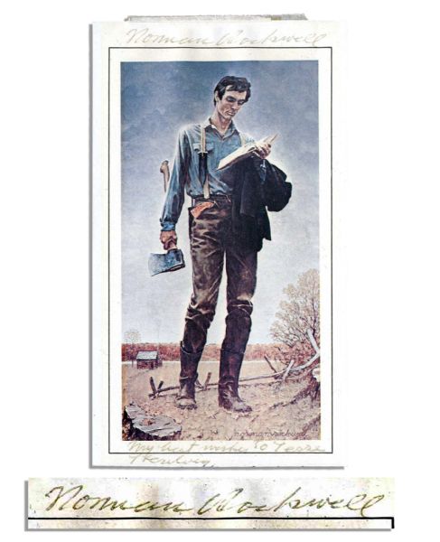Norman Rockwell Signed ''Abe Lincoln Railsplitter'' Image -- Along With Norman Rockwell Typed Letter Signed About the Painting