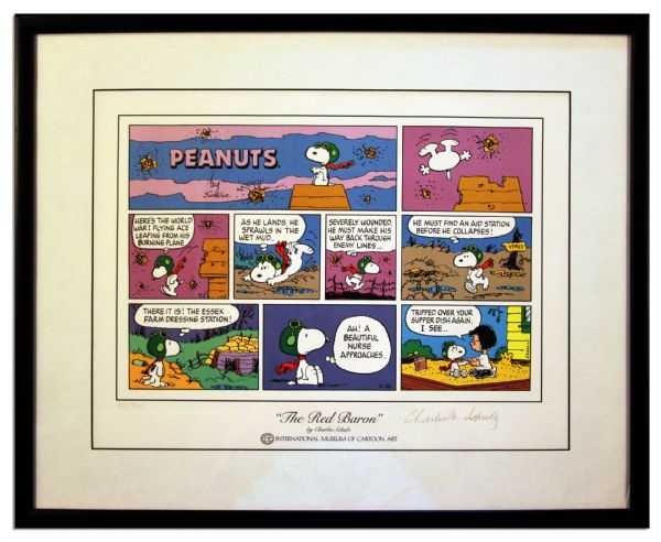 Charles Schulz Signed ''Peanuts'' Comic Print Starring Snoopy