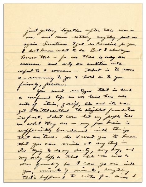 Dwight Eisenhower WWII Letter to His Wife Denying Affair -- ''...gossip, lies...get started...for me there is only one woman...one ambition...to come a-running to you & hold on...forever...''