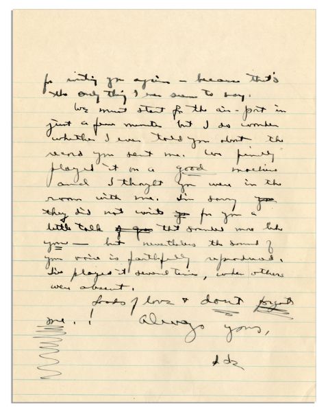 Dwight Eisenhower WWII Letter to His Wife -- ''...I'm prouder of you every time someone brings me news of the way you...brush off the chance to indulge in cheap publicity. You are a thorobred...''