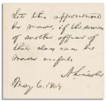 Abraham Lincoln War-Dated Endorsement Signed on 6 May 1864 on the Back of a Full Letter -- While the Battle of the Wilderness Raged in Virginia