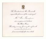 Theodore Roosevelt 1906 Invitation to The White House & His First Lady's Signature -- With a Stereograph Card of the State Dining Room in The White House