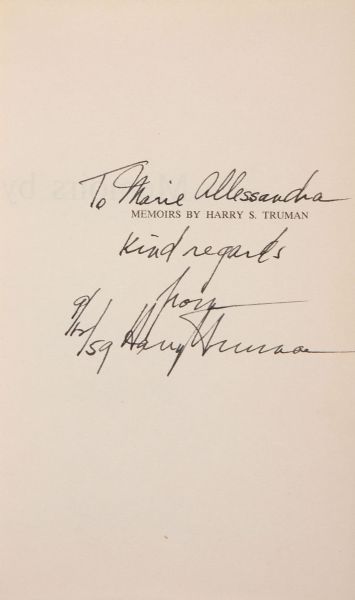 Harry Truman Signed Two Volume Set of His Memoirs -- Both Volumes Signed