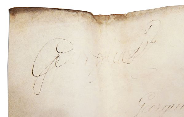 King George III Signed Vellum Document Relating to Sardinia in 1807 -- Just Three Years Before His Descent Into ''Madness''