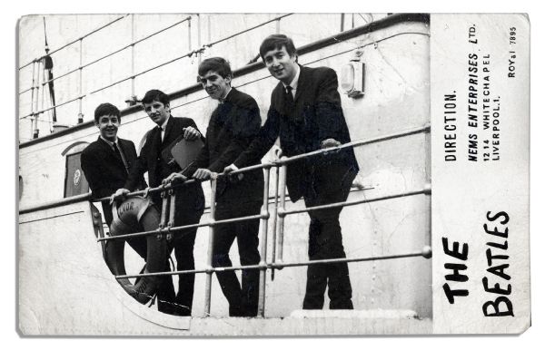 Beatles Promo Card Signed by All Four Members, Circa Late 1962 -- Shortly After Ringo Starr Became the New Drummer