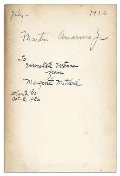 Margaret Mitchell Signed First Edition of Her Novel ''Gone With The Wind'' -- Signed 2 October 1936