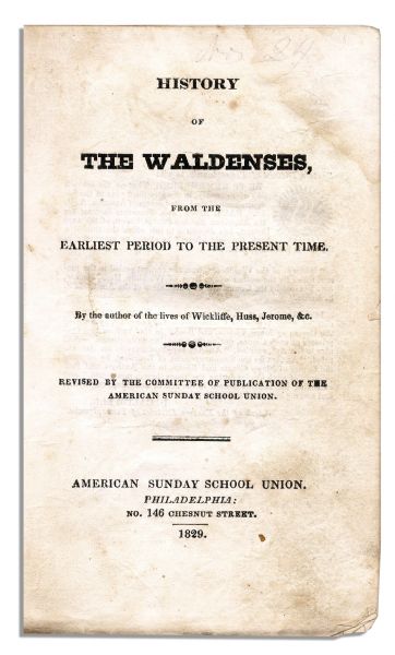 Early 1829 Printing of the ''History of Waldenses''