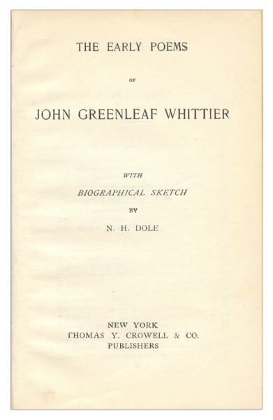 First Edition of ''Early Poems'' by 19th Century Poet & Abolitionist John Greenleaf Whittier