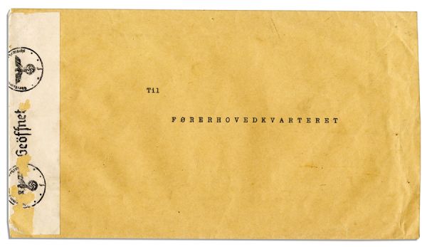 Nazi WWII Letter From SS Commander -- Danish Letter Mentions Hitler, Churchill & Stalin