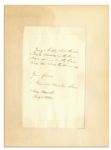 Harriet Beecher Stowe Manuscript Poem Signed -- ''...Not a shadow on thy brow / Not a sorrow in thy heart...''