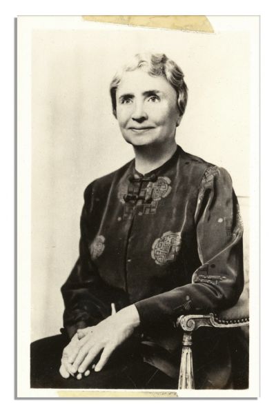 Helen Keller's Signature -- Accompanied by a Photo