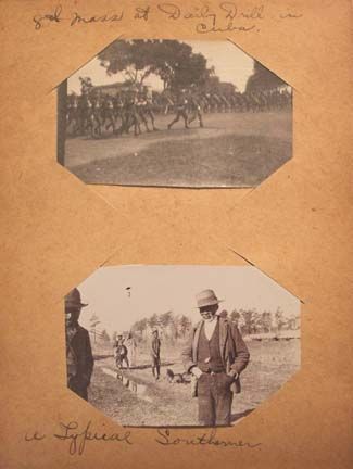 Spanish-American War Photo Album Consisting of Illuminating Pictures of Cuban Life and the 8th Massachusetts Infantry in the South -- Contains Shocking Photo of Southern Mob Throwing Black Person