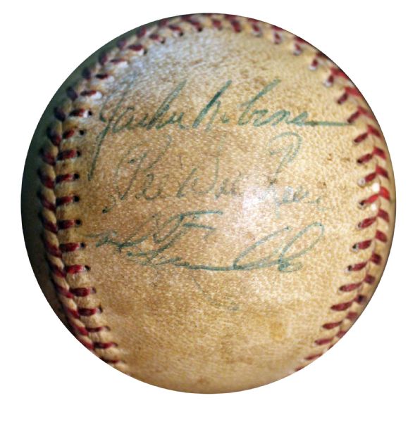 1954 Brooklyn Dodgers Signed Baseball -- With 12 Signatures Including Hall of Famers Jackie Robinson, Pee Wee Reese, Walter Alston and Tommy Lasorda -- With PSA/DNA COA
