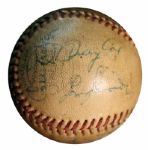 1954 Brooklyn Dodgers Signed Baseball -- With 12 Signatures Including Hall of Famers Jackie Robinson, Pee Wee Reese, Walter Alston and Tommy Lasorda -- With PSA/DNA COA