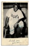 Hall of Famer Jackie Robinson Twice-Signed Photo Postcard -- With PSA/DNA COA for Both Signatures 