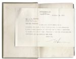 Upton Sinclair First Edition of ''The Jungle'' -- With Tipped-in Typed Letter Signed by Sinclair -- ''...I send you an autographed card which you can place in each book...''