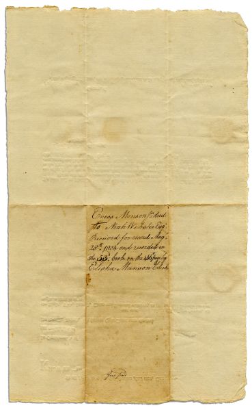 Noah Webster Twice-Signed 1804 Deed for Land in New Haven, Connecticut