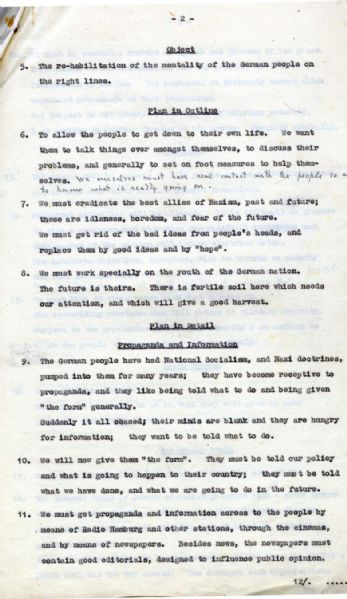 'Top Secret'' Draft Signed by Bernard Montgomery on the German People and the Occupation of Germany Just After Her Surrender in 1945 -- With Numerous Hand-Edits by Montgomery Such as ''...Our...