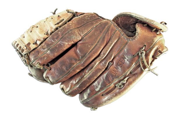 Larry Jansen 1950's Worn Baseball Glove -- From the Larry Jansen Estate & Personally Kept by Him for Over 60 Years