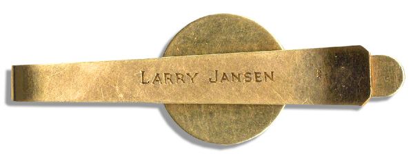 Larry Jansen's Engraved Solid 14k Gold New York Giants 1950 Tie Clip -- From His Personal Estate