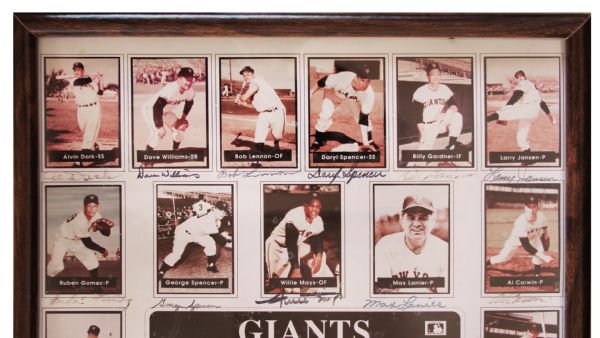 1951 New York Giants 16'' x 20'' Team-Signed Photo From Larry Jansen's Estate -- Signed by 24 Team Members Including Willie Mays & Bobby Thomson -- From Estate of Larry Jansen