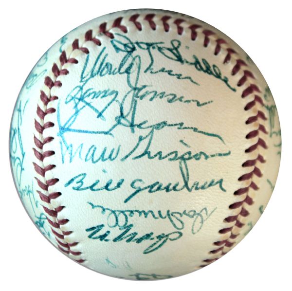 1954 World Series Champs New York Giants Team-Signed Baseball -- Willie Mays, Larry Jansen and 27 More -- From Estate of Larry Jansen -- With PSA/DNA COA