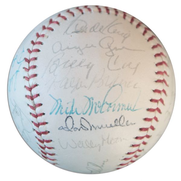 Baseball Signed by National League All-Stars -- Monte Irvin, Larry Jansen, Bobby Thomson, Carl Erskine, Pee Wee Reese, Don Mueller, Mike McCormick, Wally Moon & More -- From Estate of Larry Jansen