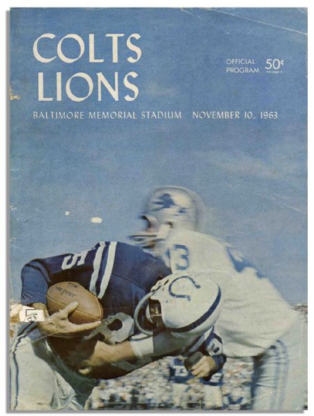 Lot of Nine Baltimore Colts 1960's Programs -- ''O.J.'s First Day as a Bill''
