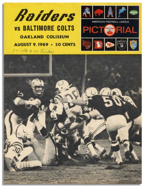 Lot of Nine Baltimore Colts 1960's Programs -- ''O.J.'s First Day as a Bill''