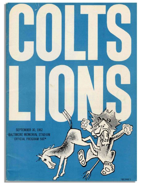 Collection of 10 Vintage Baltimore Colts Programs From 1962