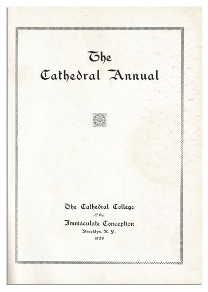 Rare Freshman Year High School Yearbook for Vince Lombardi -- at ''Cathedral College'' Where Lombardi Was Preparing for Priesthood