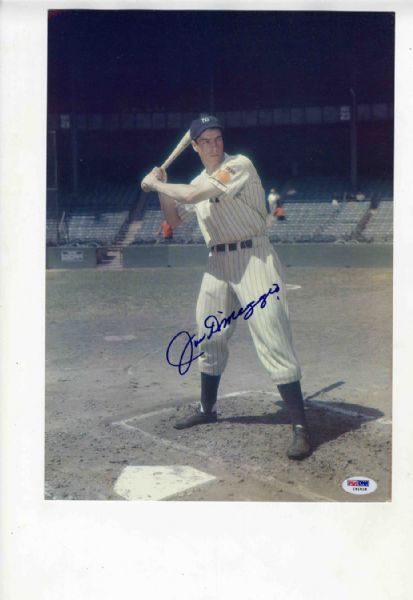 Joe DiMaggio Large Signed Photo of Himself Up at Bat -- 10'' x 14'' Matte Color Photo -- Fine Condition With PSA/DNA COA
