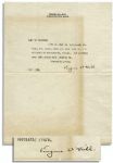 Eugene ONeill Typed Letter Signed -- With Dark Bold Signature