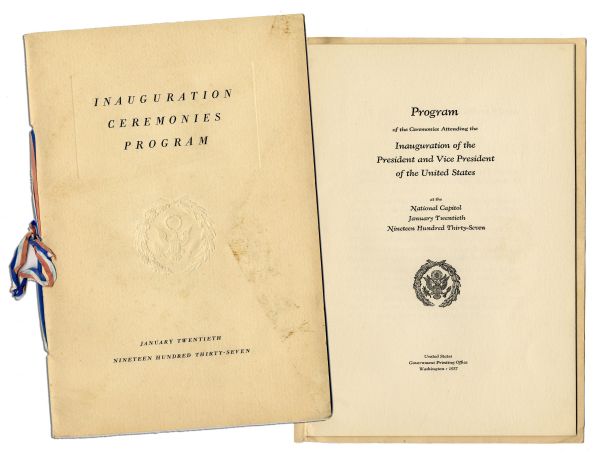 Inauguration Ceremonies Program -- 20 January 1937 -- President Franklin Roosevelt and Vice President John Garner