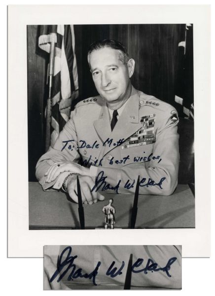 U.S. Army General Mark W. Clark Signed 8'' x 10'' Semi-Matte Photo -- Distinguished Service Cross Recipient -- Fine Condition