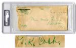 Ty Cobb Signed Envelope -- With PSA/DNA Authentication
